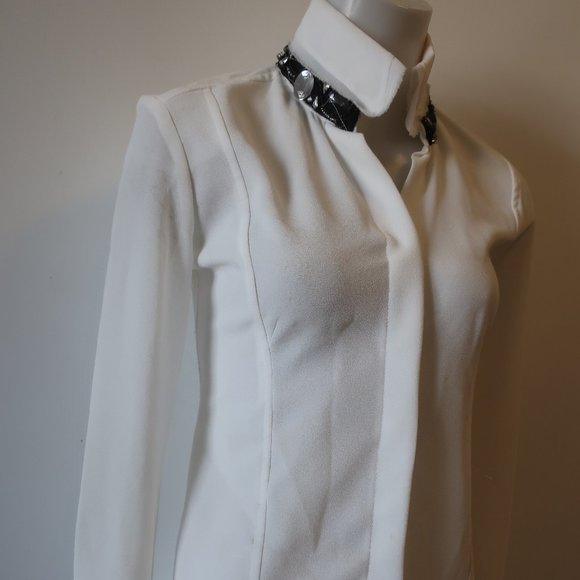 CHRISTINA MAKOWSKY RHINESTONE COLLAR BLOUSE S * - Picture 7 of 16